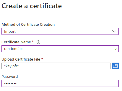 KeyVault importing certificate